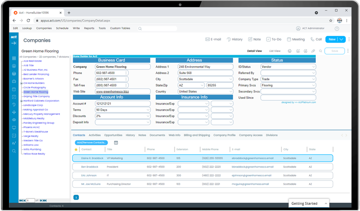 Home Builder CRM Tracks Subscontractors and Suppliers Details